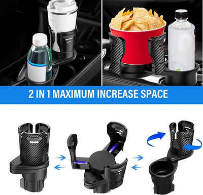 360° Rotatable Car Cup Holder – Multi-Function Organizer for Drinks, Phones & Sunglasses - TECNO GADGETS
