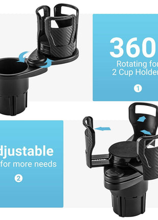 360° Rotatable Car Cup Holder – Multi-Function Organizer for Drinks, Phones & Sunglasses - TECNO GADGETS