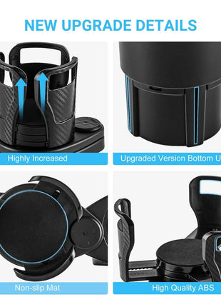 360° Rotatable Car Cup Holder – Multi-Function Organizer for Drinks, Phones & Sunglasses - TECNO GADGETS