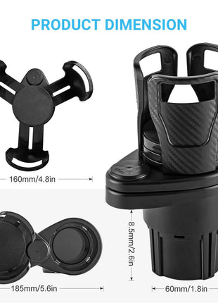 360° Rotatable Car Cup Holder – Multi-Function Organizer for Drinks, Phones & Sunglasses - TECNO GADGETS