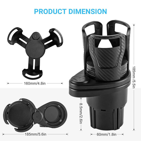 360° Rotatable Car Cup Holder – Multi-Function Organizer for Drinks, Phones & Sunglasses - TECNO GADGETS