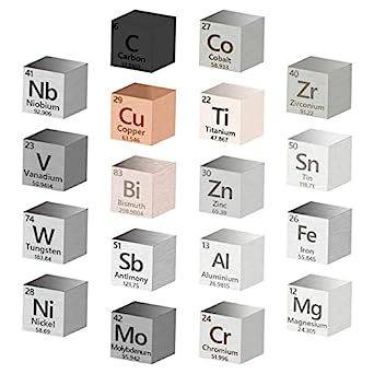 High-Purity Metal Element Cube Set includes Tungsten, Iron, Aluminum, and Bismuth, perfect for periodic table enthusiasts and collectors. Each cube showcases exceptional craftsmanship, making it a unique and educational display piece
